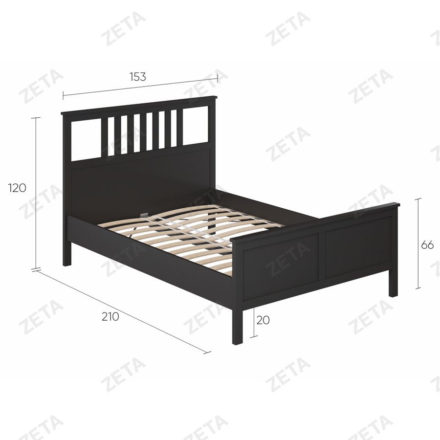 Кровать двойная "Кымор" (1400*2000 мм.) №5031320305 (чёрный) (Лузалес-РФ) - изображение 4