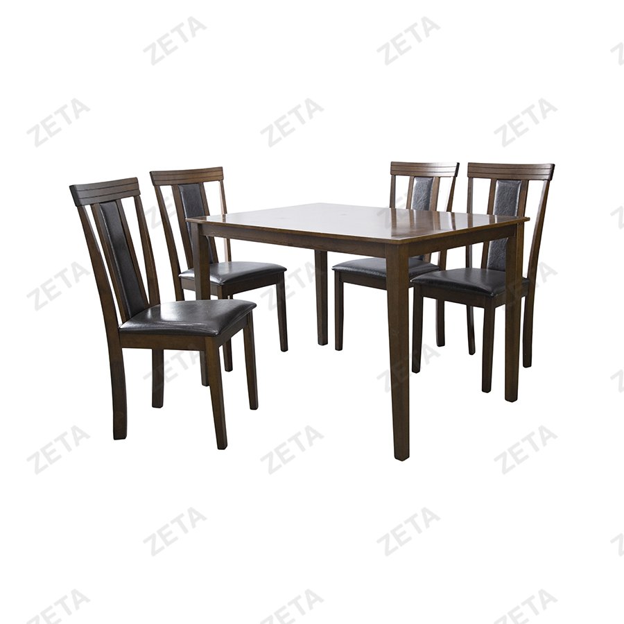 Столовый комплект: стол №RH7000T + 4 стула №RH197C (дуб тёмный, с мягкими элементами) (Малайзия) - изображение 1