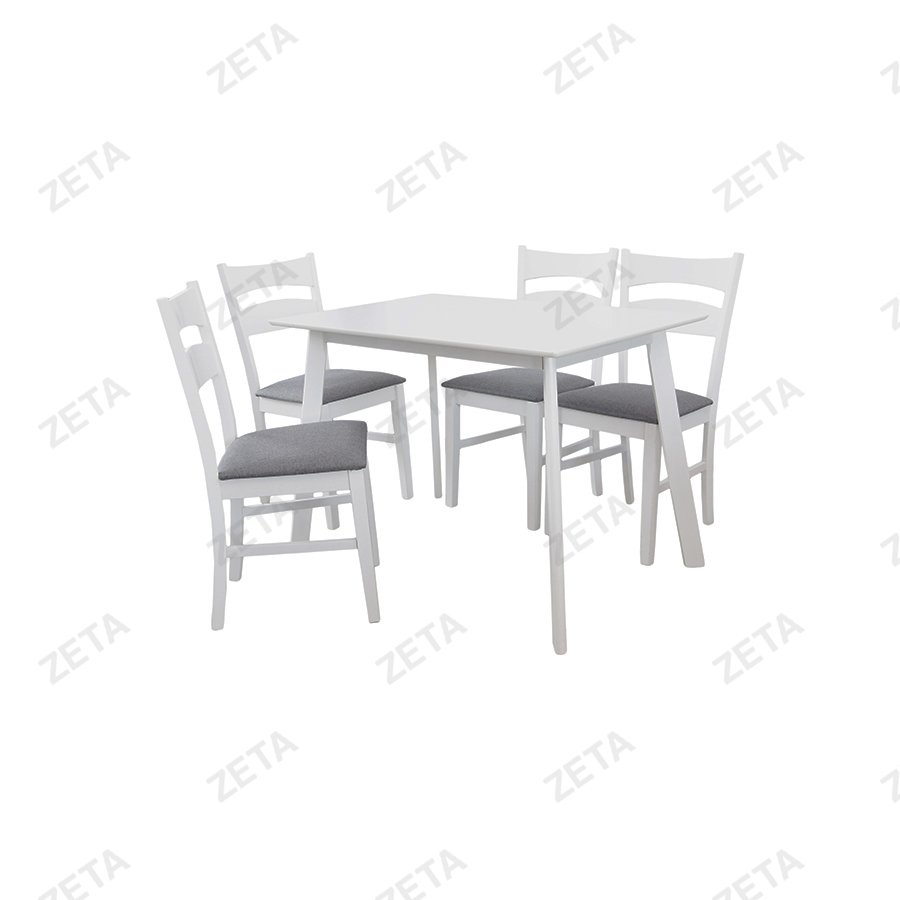 Столовый комплект: стол + 4 стула №HV-P-W (белый) (МНГ) - изображение 1
