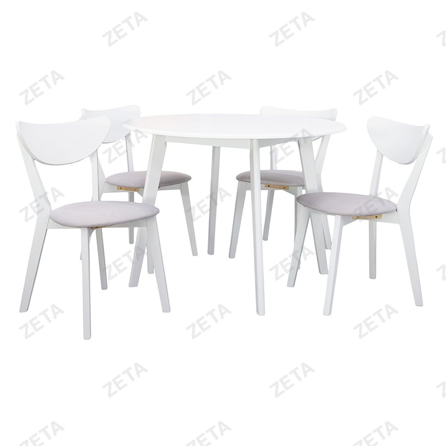 Комплект мебели: стол + 4 стула №RH7226T+RH371C (белый / серебристый) (Малайзия)