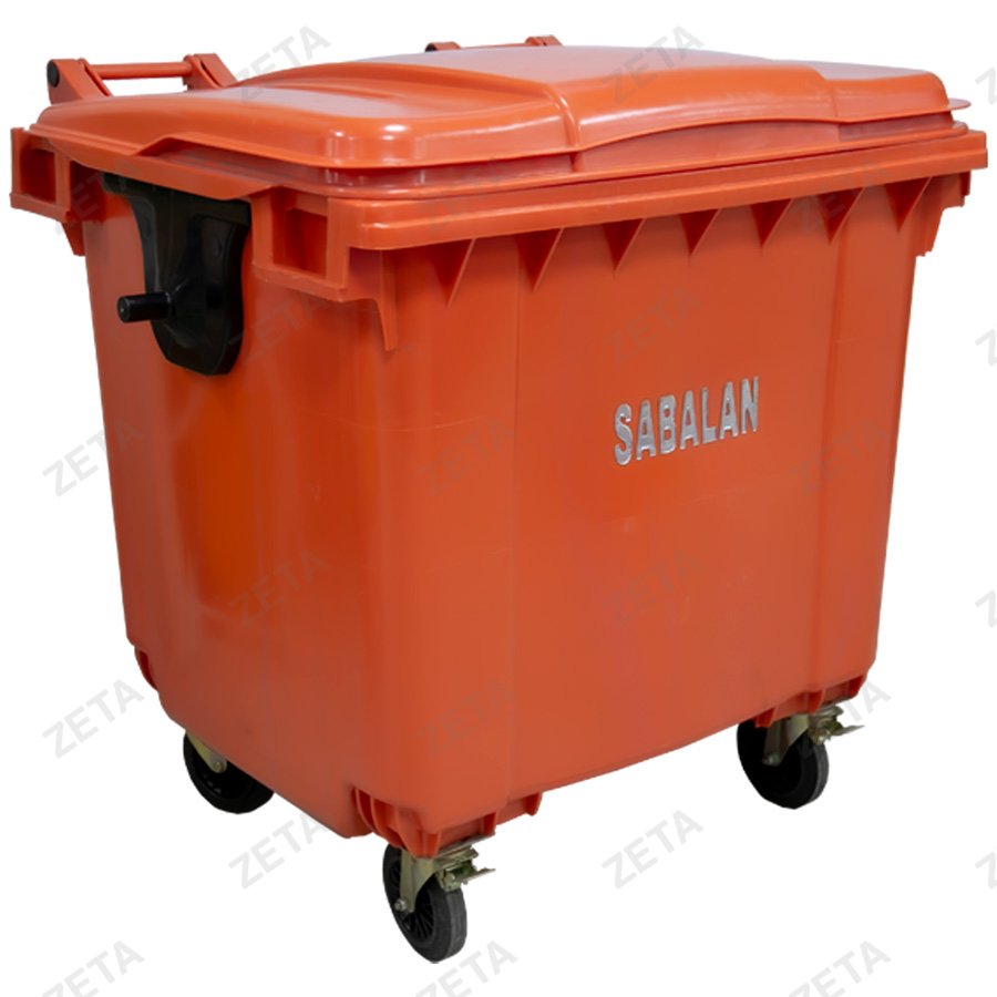 Бак мусорный с крышкой 1100 л на колесах "Sabalan" (оранжевый) (И)