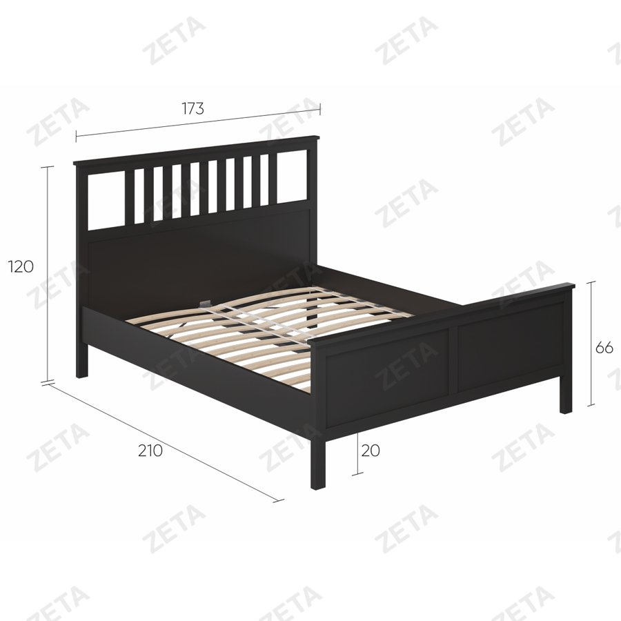 Кровать двойная "Кымор" (1600*2000 мм.) №5031320105 (чёрный) (Лузалес-РФ) - изображение 4
