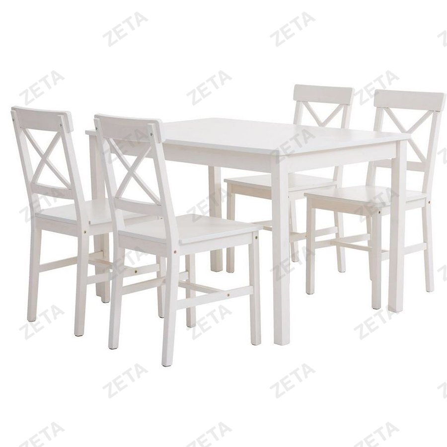 Столовый комплект от производителей IKEA: стол + 4 стула "X back" (белый) (ВИ)