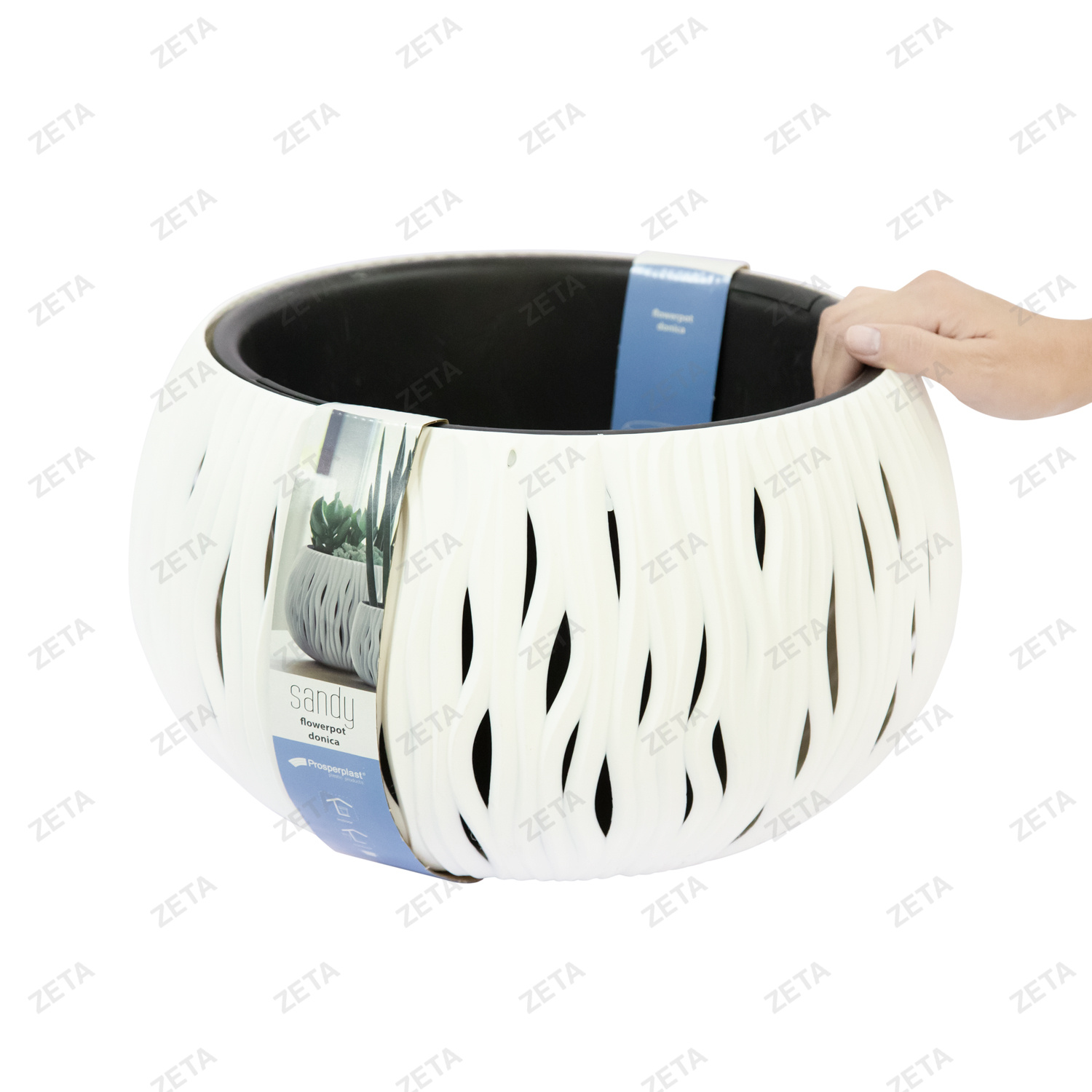 Горшок для цветов, пластиковый со вставкой "Bowl Sandy" №DSK370-S449 (белый) - изображение 2