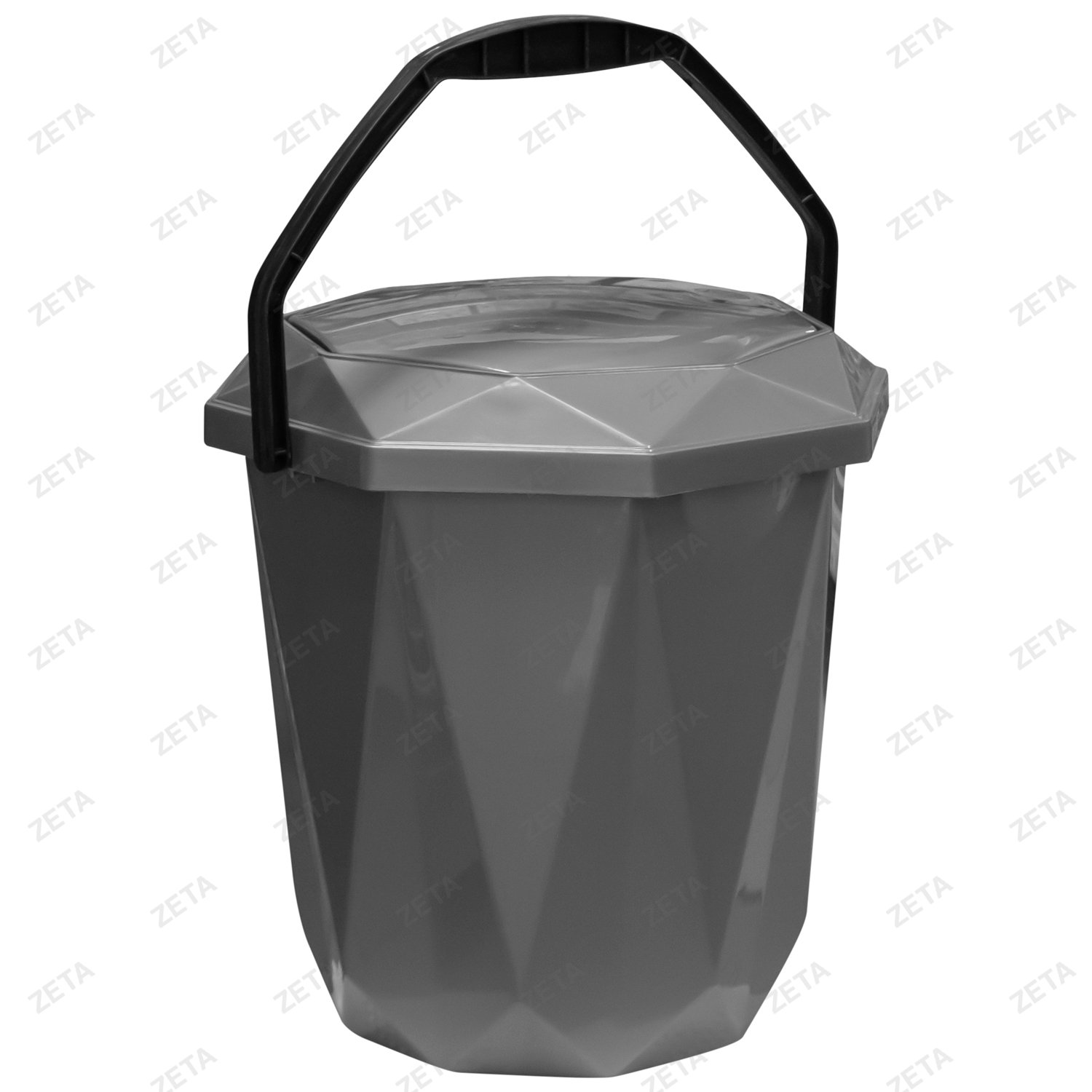 Ведро мусорное с крышкой и ручкой "Кристалл" (Е-Узб)