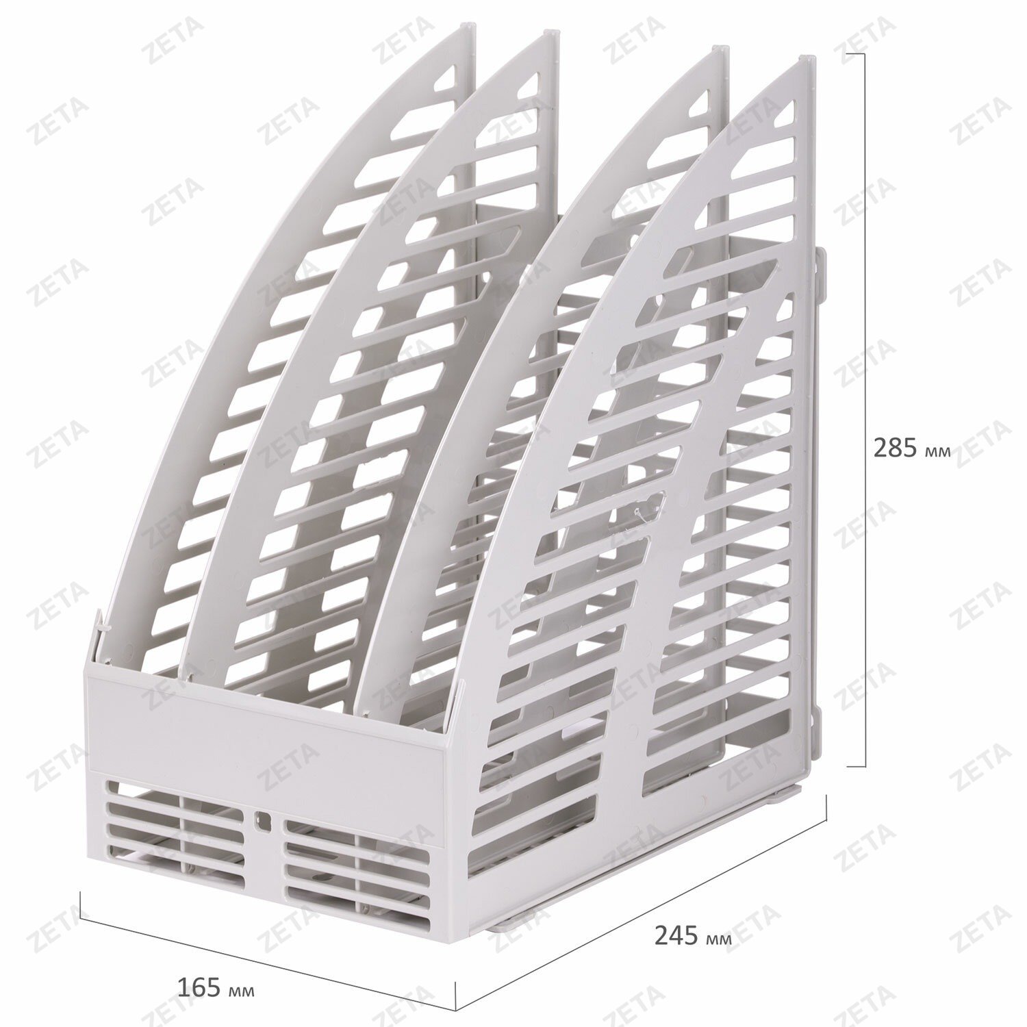 Лоток вертикальный для бумаг STAFF, 245х165х285 мм, 3 отделения, сетчатый, сборный, серый, 237294 - изображение 3