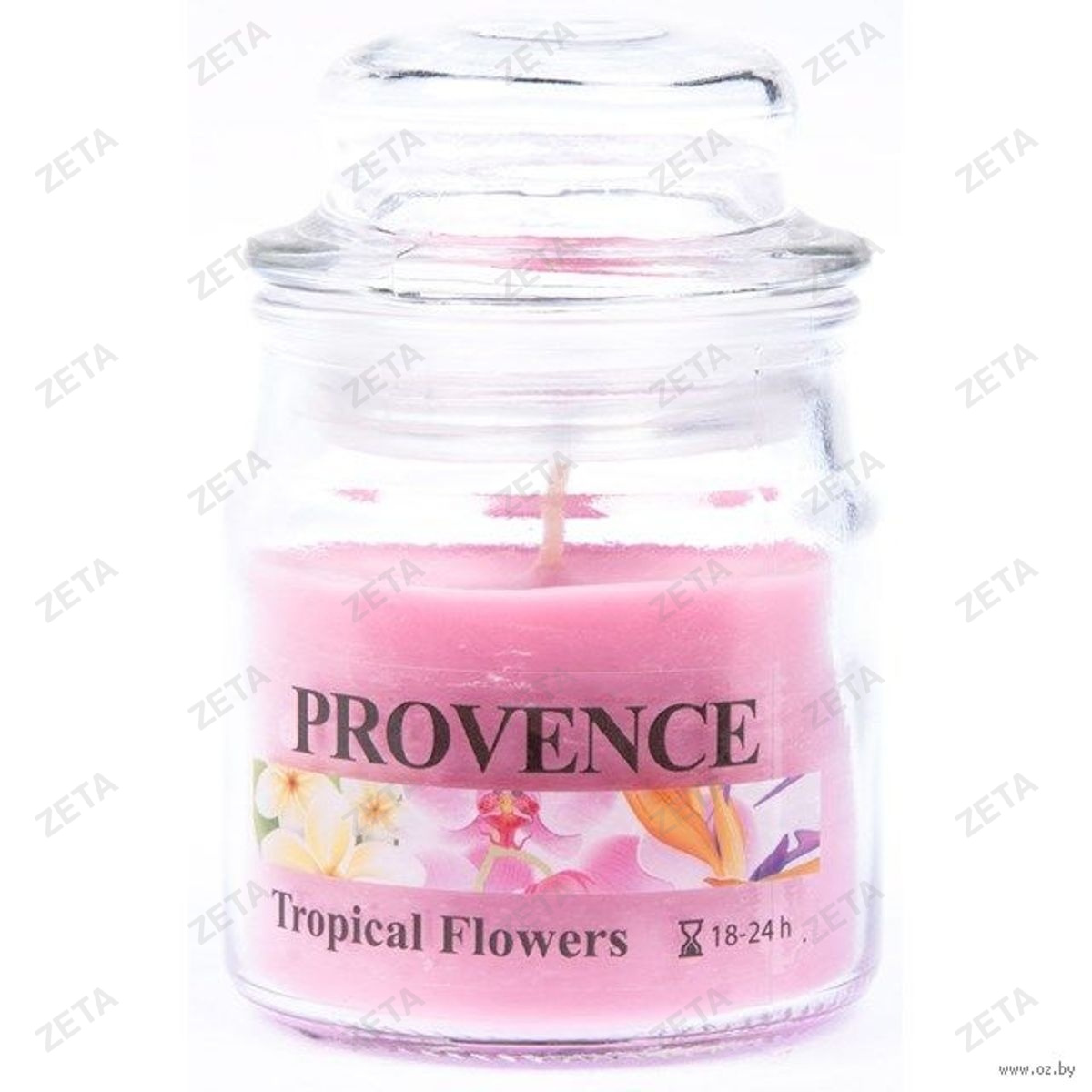 Свеча в стеклянной баночке с крышкой "Тропические цветы"