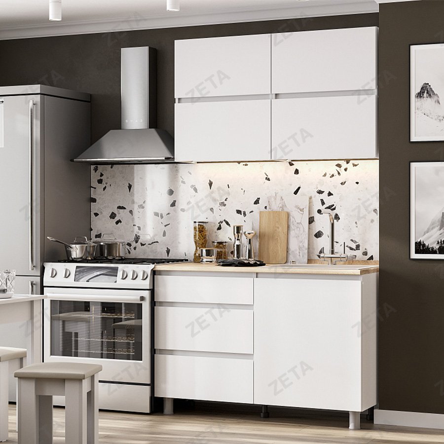 Кухонный гарнитур "Токио" (1.2 м) серия3 №00-00110824 (белый текстурный/дуб сонома) (РФ)