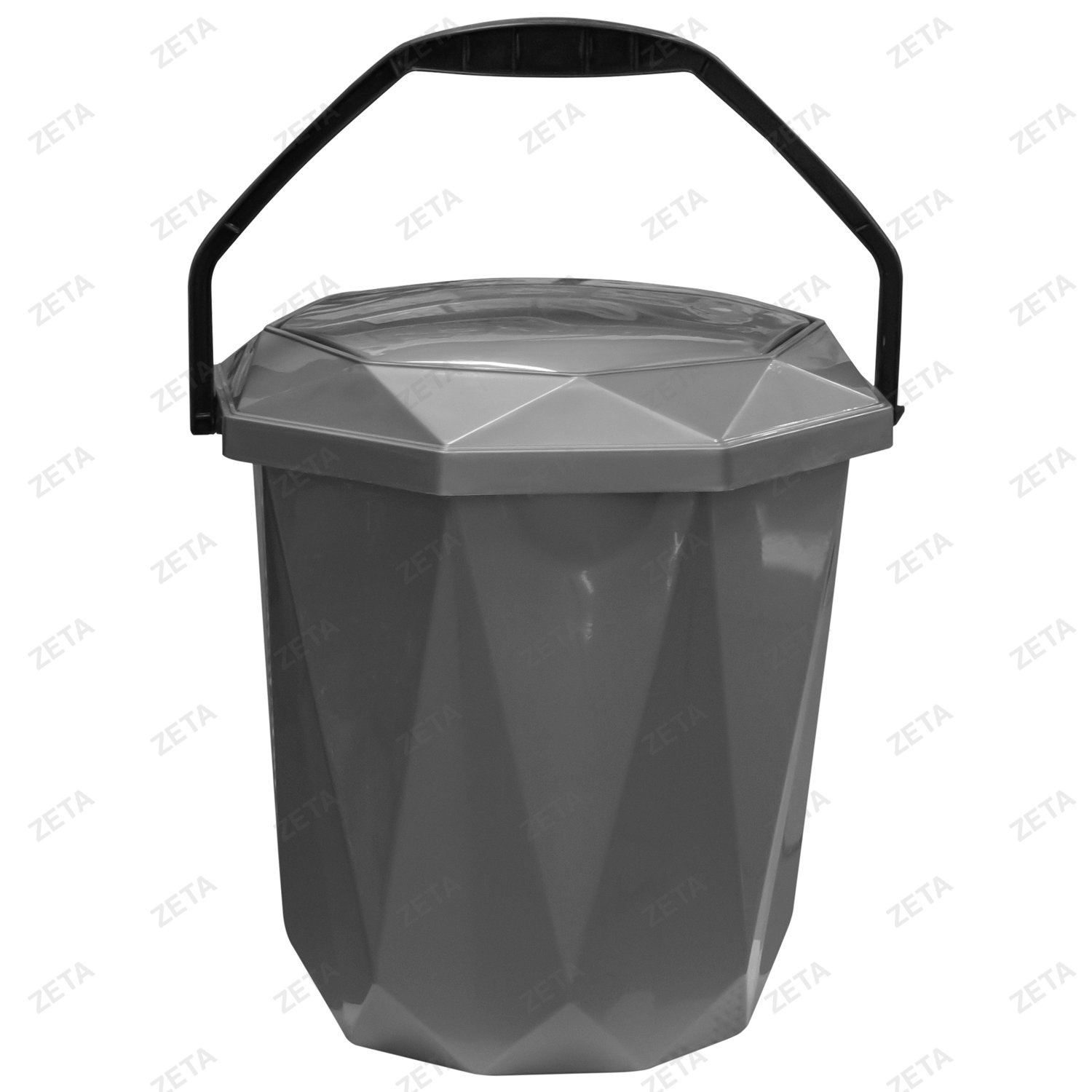 Ведро мусорное с крышкой и ручкой "Кристалл" (Е-Узб)