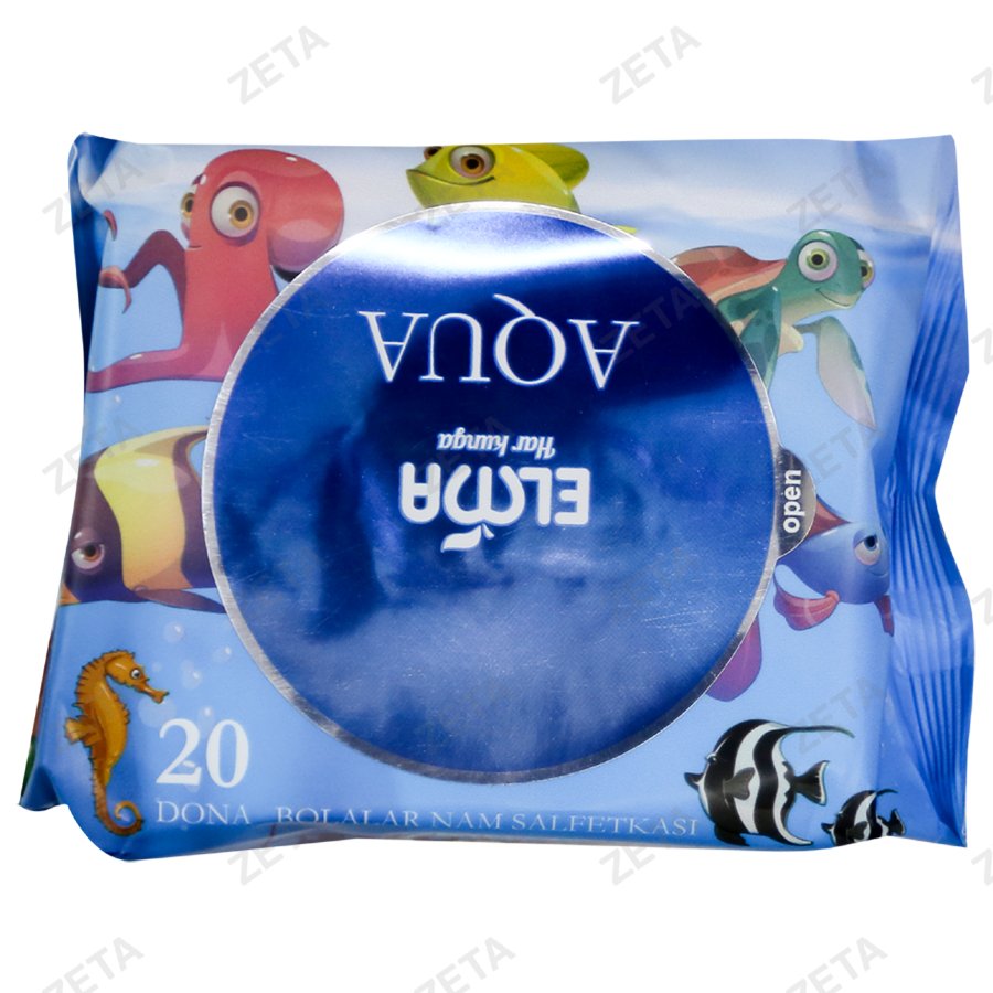 Cалфетки влажные Aqua/Jungle 20 шт. №516 Elma (Узб)