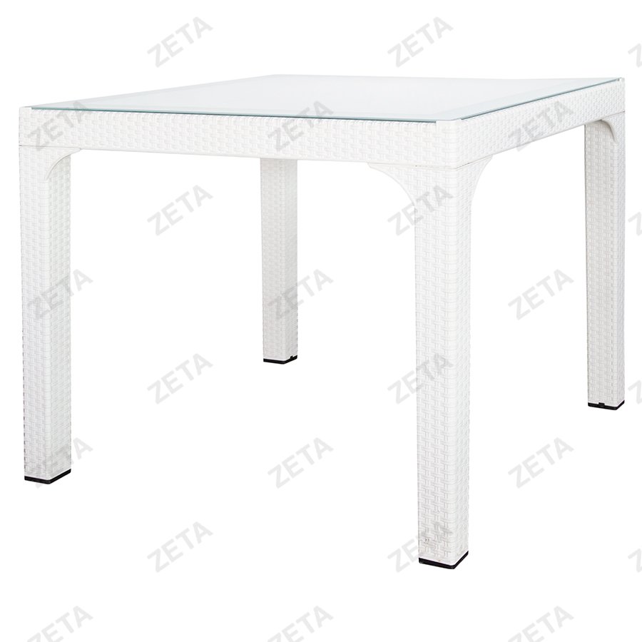 Стол пластиковый со стеклом №НМ-710 (белый) (Турция) - изображение 1