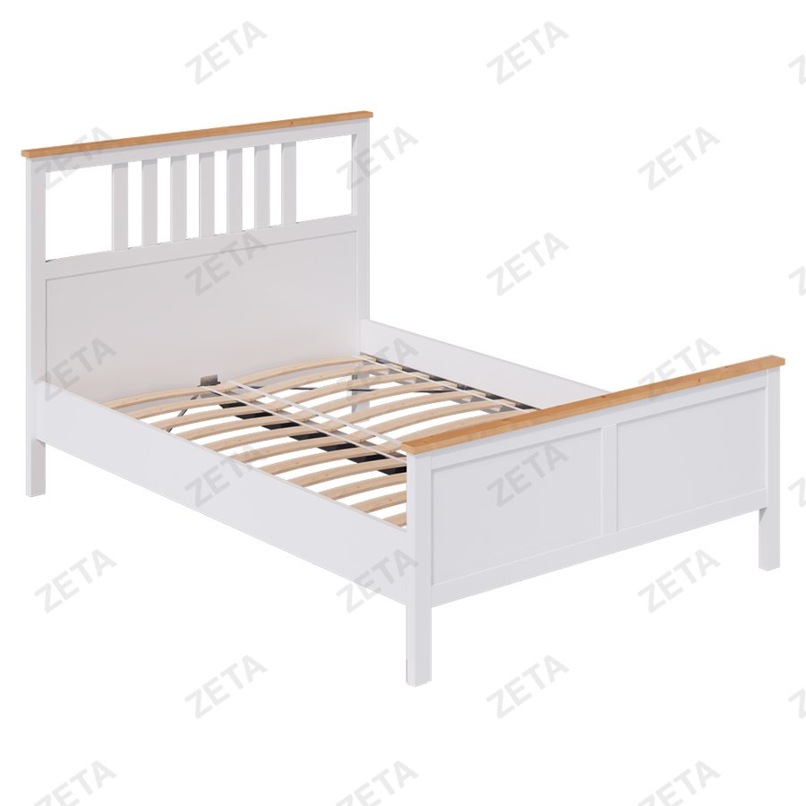 Кровать двойная "Кымор" (1400*2000 мм.) №5031320311 (белый/светло-коричневый) (Лузалес-РФ)