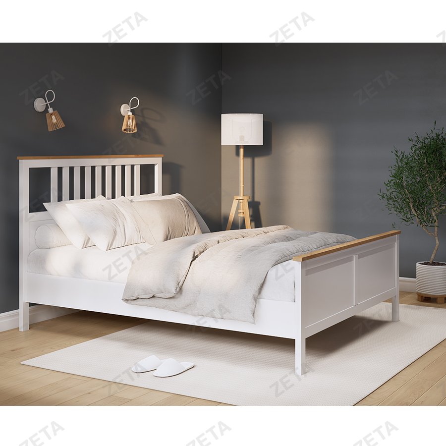 Кровать двойная "Кымор" (1400*2000 мм.) №5031320311 (белый/светло-коричневый) (Лузалес-РФ) - изображение 5