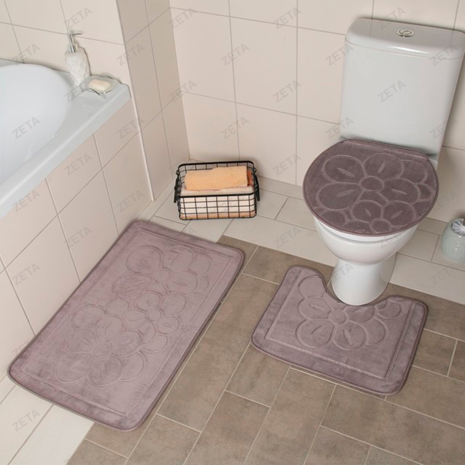 Набор ковриков для ванны и туалета 3 шт. 36*43, 40*50, 50*80 см.