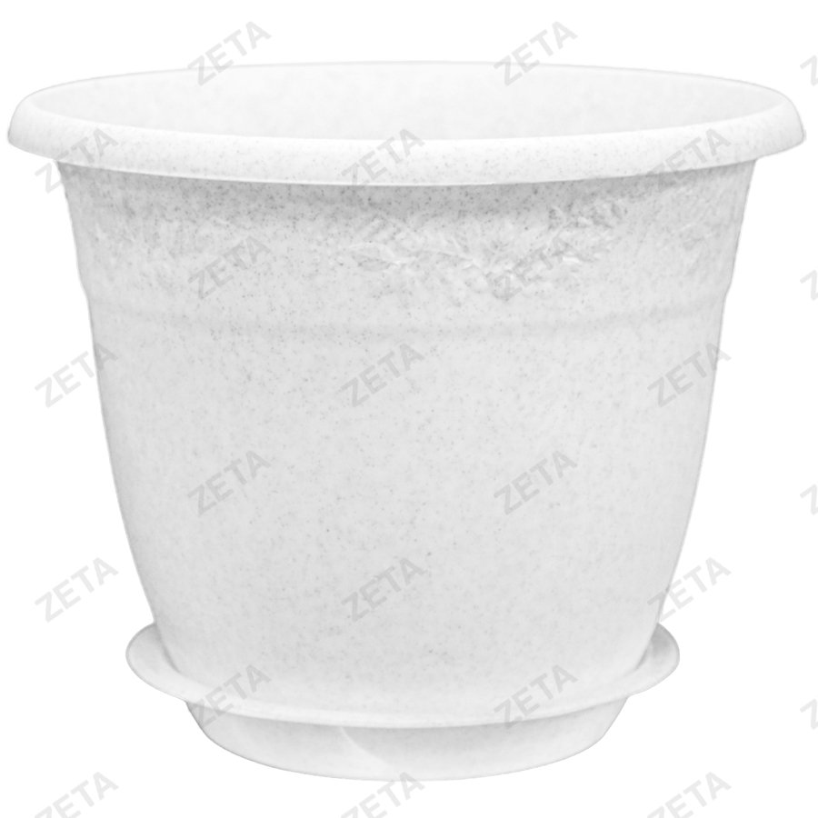 Кашпо для цветов Рябина с поддоном, 6 л. (белый мрамор)