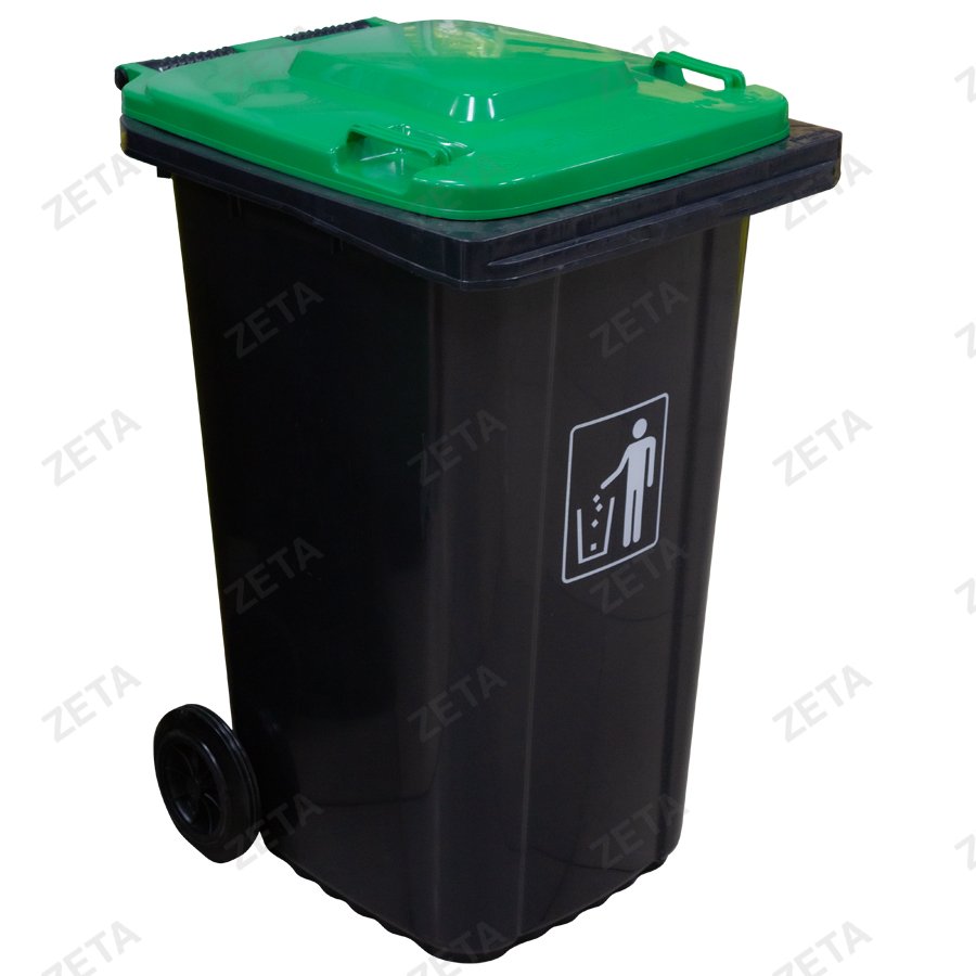 Бак мусорный с крыш. 240л на колесах мод LD-240AC крышка зелен./бак ...