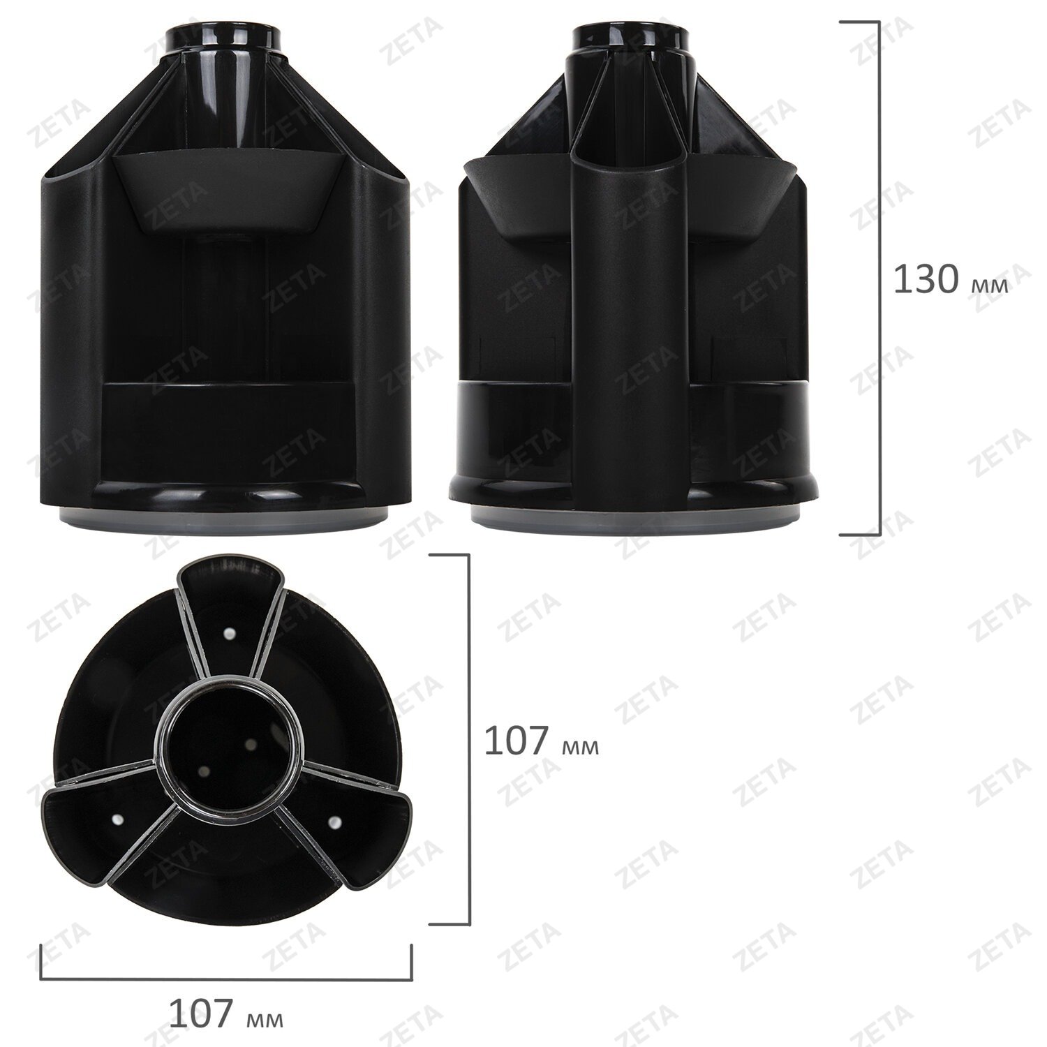 Подставка-органайзер BRAUBERG MINI, 10 отделений, вращающаяся, 107х107х130 мм, черная, 238094, ОР70 - изображение 3