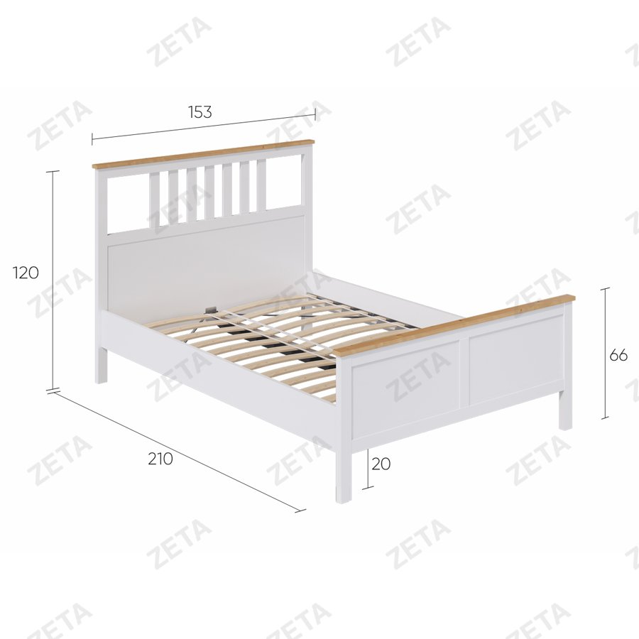 Кровать двойная "Кымор" (1400*2000 мм.) №5031320311 (белый/светло-коричневый) (Лузалес-РФ) - изображение 4