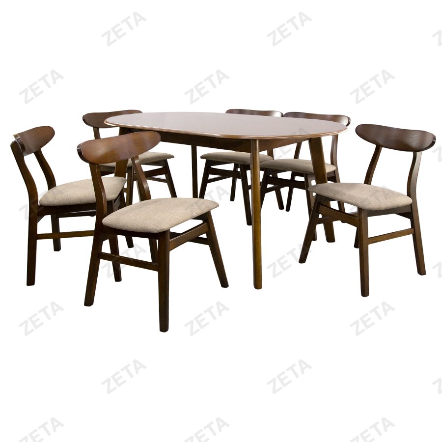 Комплект мебели: стол + 6 стульев №RH7234T + №RH373C (грецкий орех) (Малайзия) - изображение 1