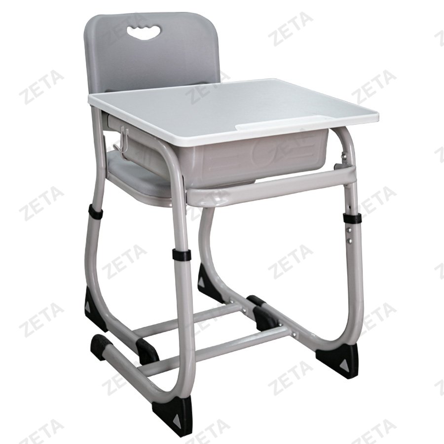 Парта школьная 1-местная + 1 стул, регулируемая №KZ-116 (серый) (ВИ)