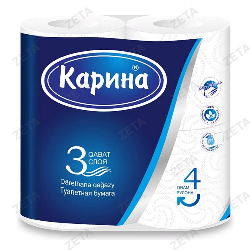 Туалетная бумага Карина 3-х слойная, 4 шт. (белые)