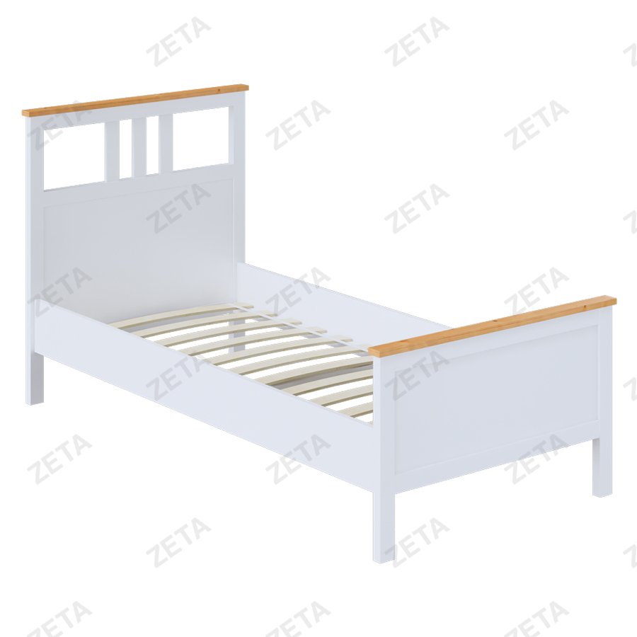 Кровать одинарная "Кымор" (900*2000 мм.) №5031310111 (белый/светло-коричневый) (Лузалес-РФ) - изображение 1