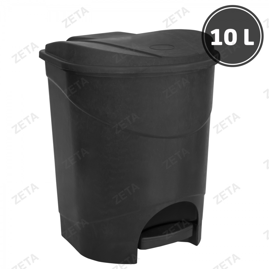 Ведро мусорное с педалью, чёрное (10 л.) - изображение 1
