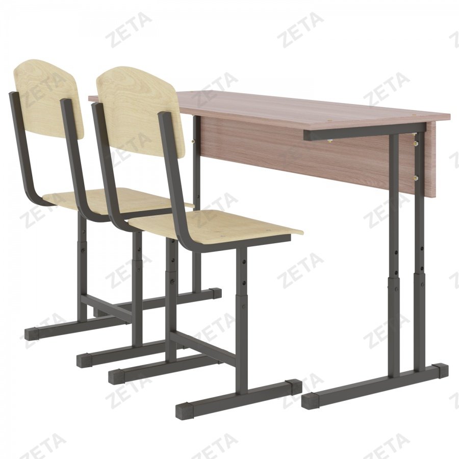 Парта школьная 2-х местная + 2 стула (регулируемая высота) - изображение 1