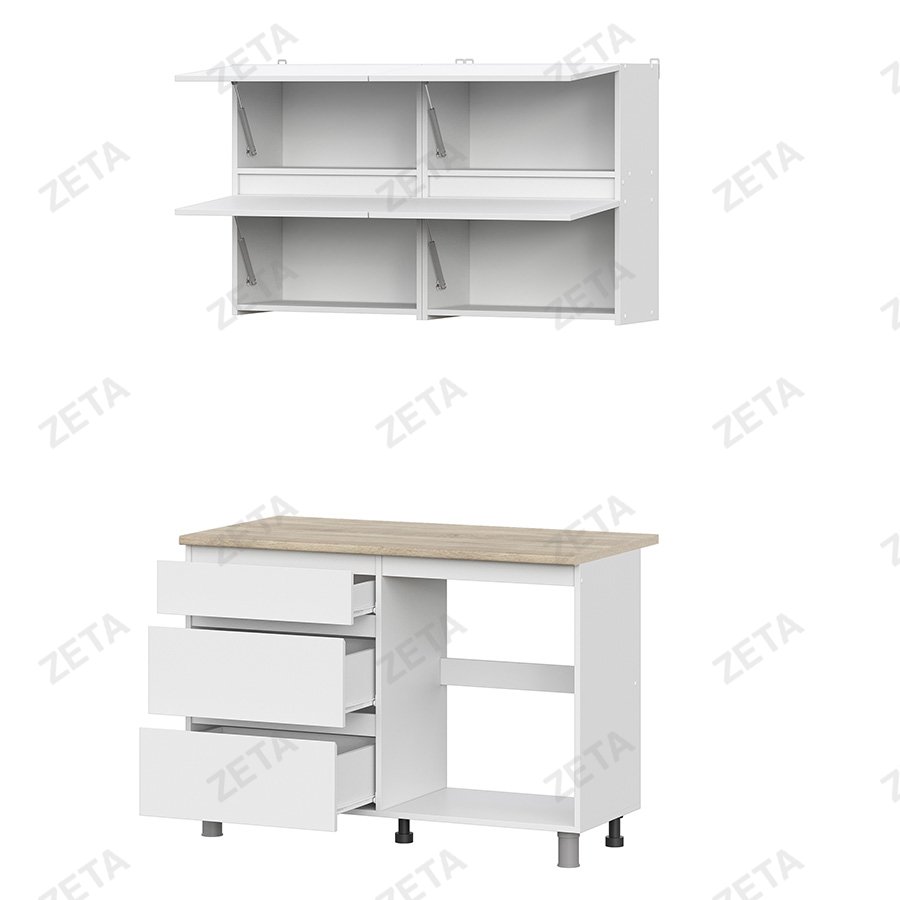 Кухонный гарнитур "Токио" (1.2 м) серия3 №00-00110824 (белый текстурный/дуб сонома) (РФ)