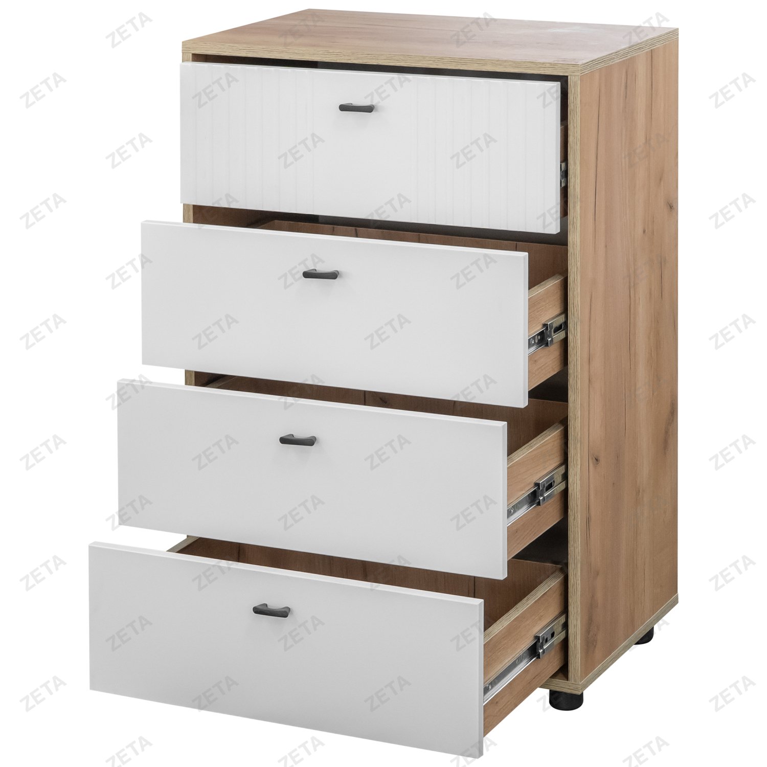 Комод МС "Милан" 4 ящика №00-00108354 (дуб золотой/белый матовый) (РФ)