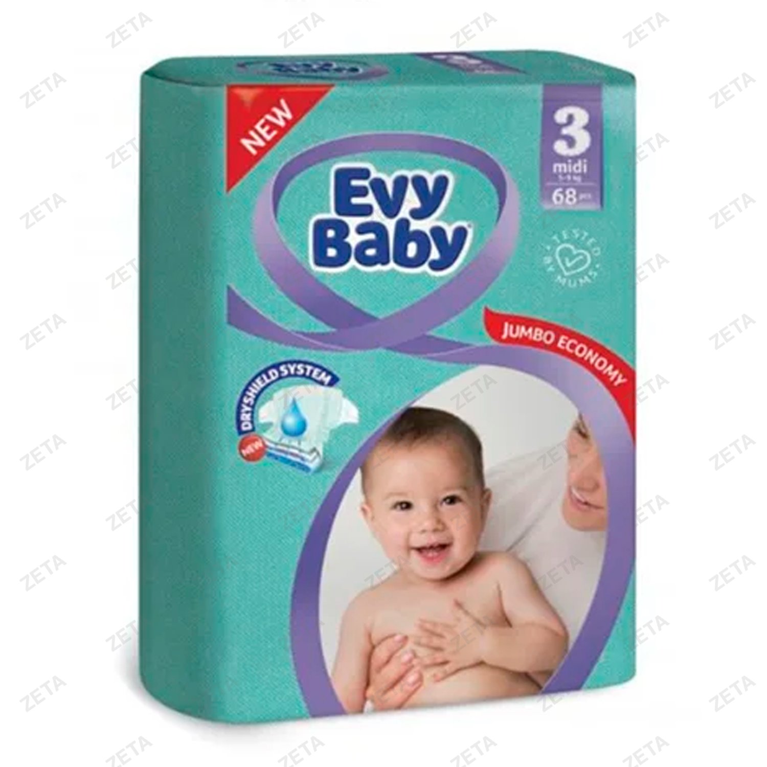 Подгузники Evy Baby 68 шт. "Midi Jumbo 3" 5-9 кг - изображение 1