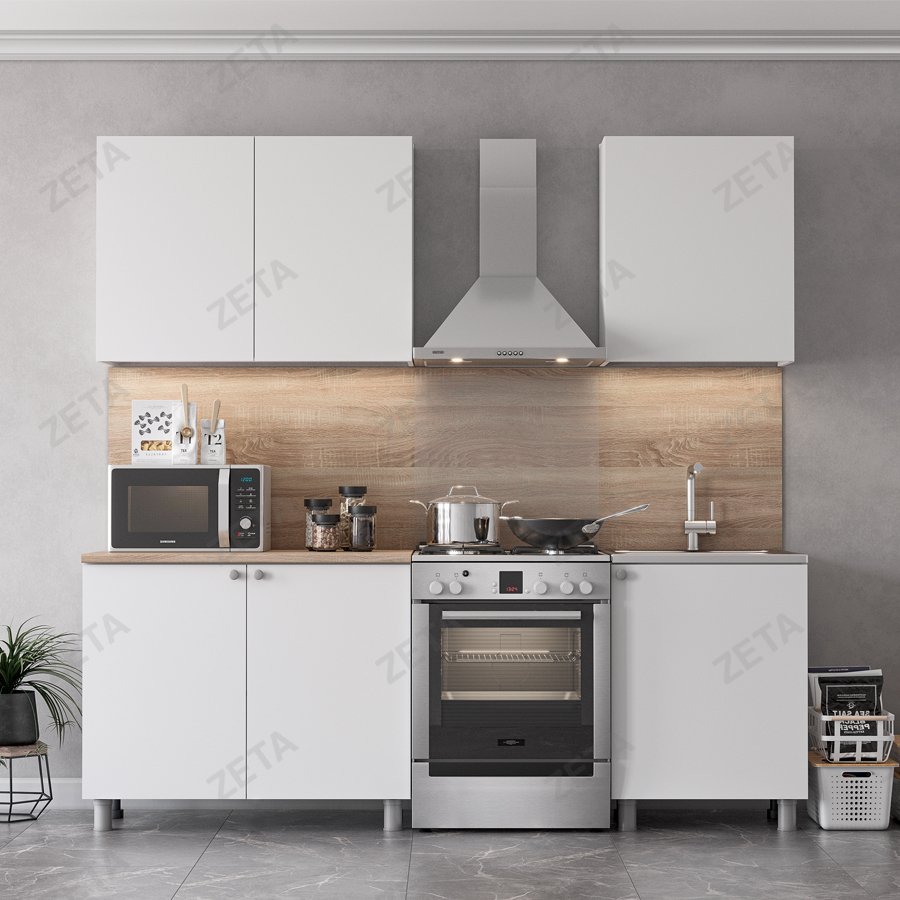 Кухонный гарнитур "КГ- 6" (1.6 м) серия 2 №00-00111971 (белый текс./дуб сома) (РФ)