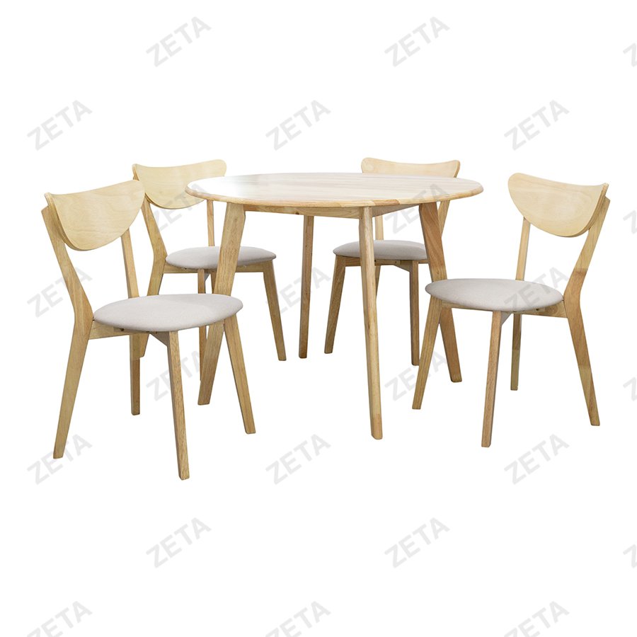 Комплект мебели: стол + 4 стула №RH7226T + №RH371C (натура / светло бежевый) (Малайзия) - изображение 1