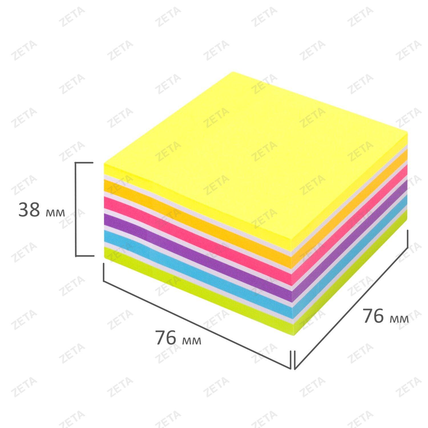 Блок самоклеящийся (стикеры) BRAUBERG НЕОНОВЫЙ 76х76 мм, 400 листов, 7 цветов, 111350 - изображение 2