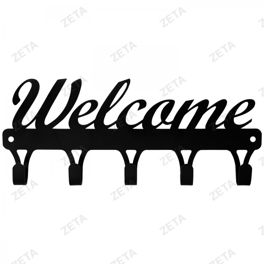 Вешалка-ключница настенная, металлическая "Welcome" - изображение 1