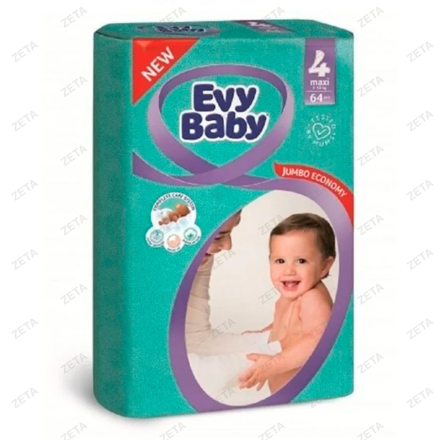 Подгузники Evy Baby 64 шт. "Maxi Jumbo 4" 7-18 кг - изображение 1