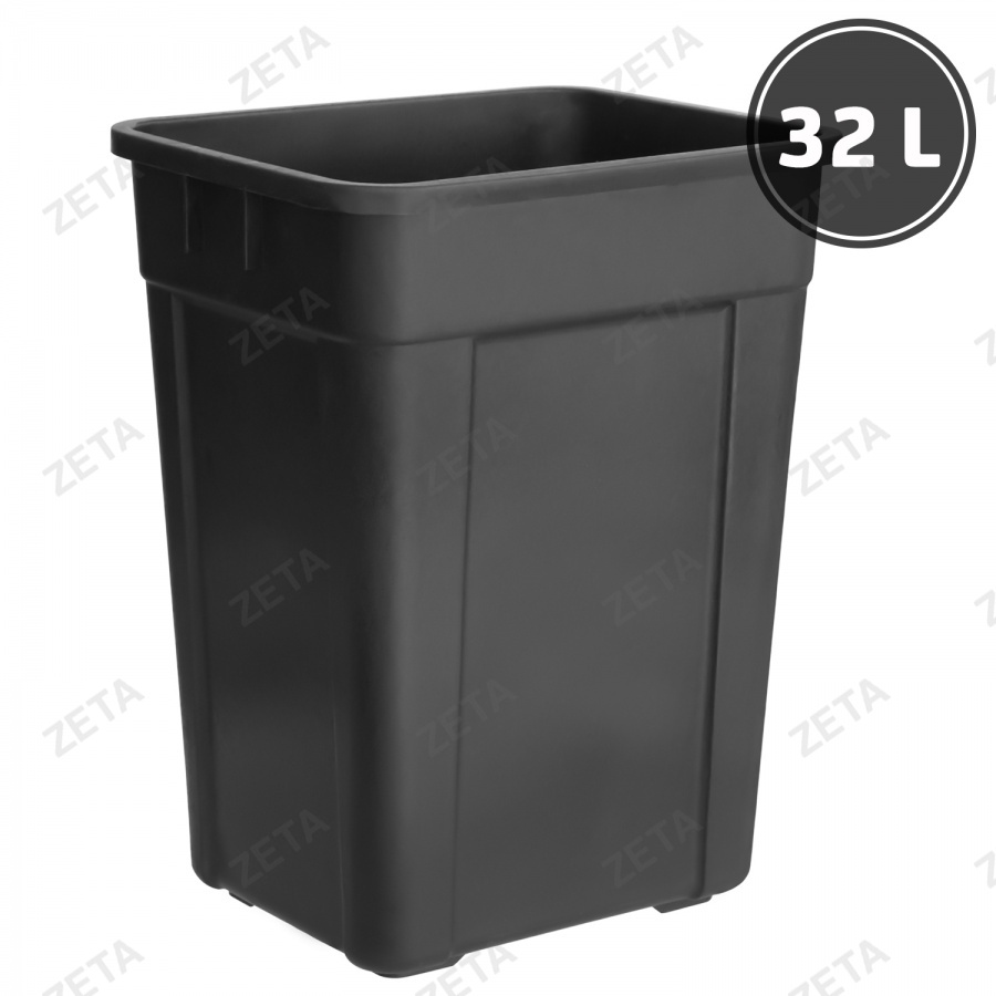 Ведро для мусора без клапана, чёрное "Б" (32л.)