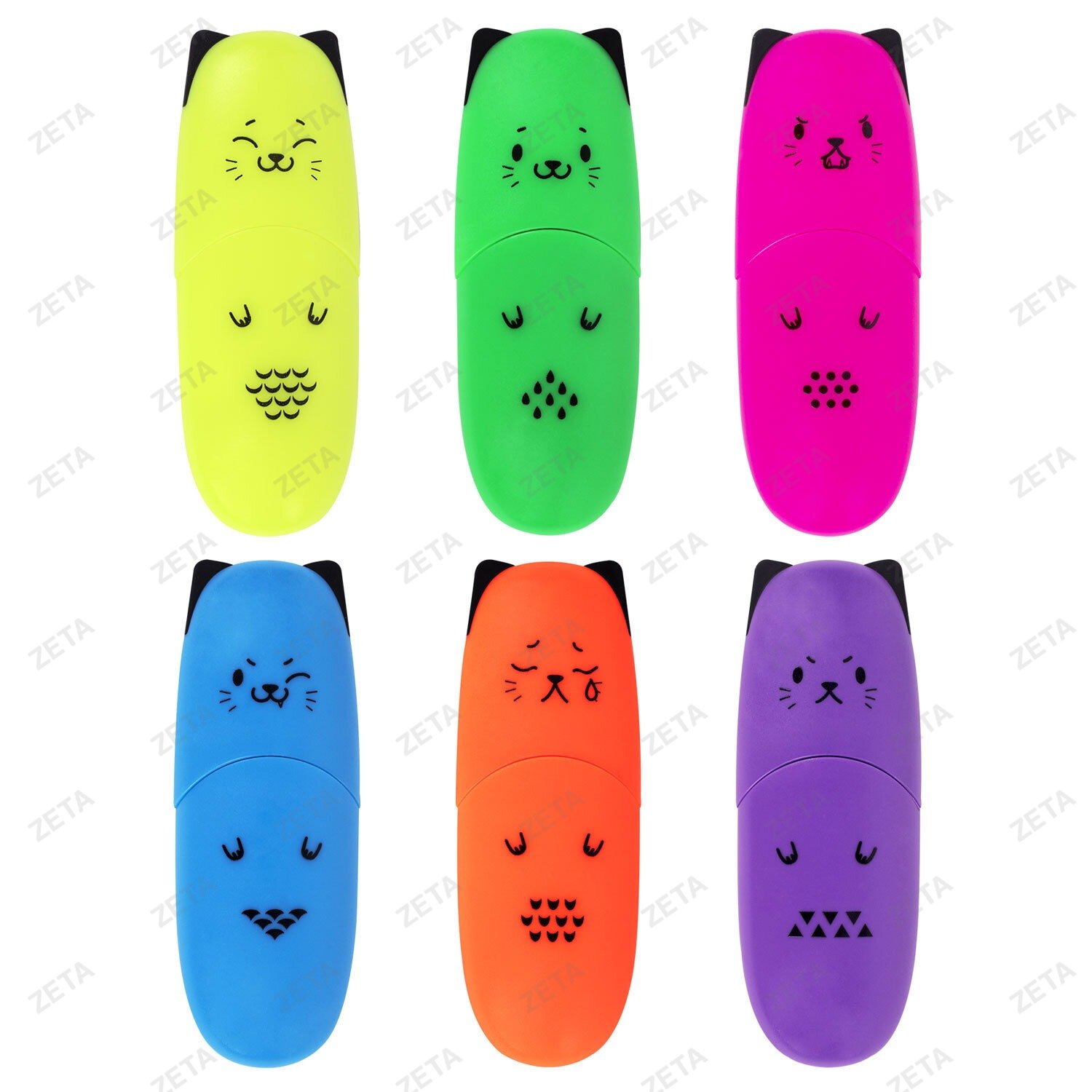 Текстовыделитель мини BRAUBERG KIDS "CUTE CATS NEON", АССОРТИ В ПЛАСТИКОВОЙ БАНКЕ, 1-5 мм, 152433 - изображение 2