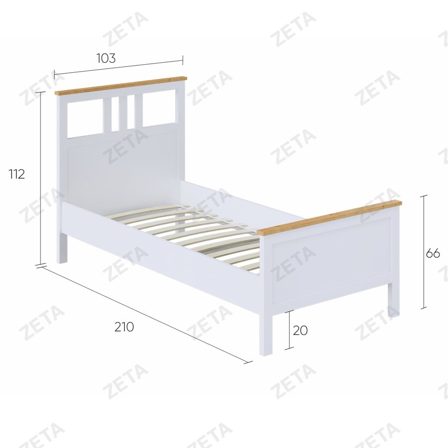 Кровать одинарная "Кымор" (900*2000 мм.) №5031310111 (белый/светло-коричневый) (Лузалес-РФ) - изображение 4