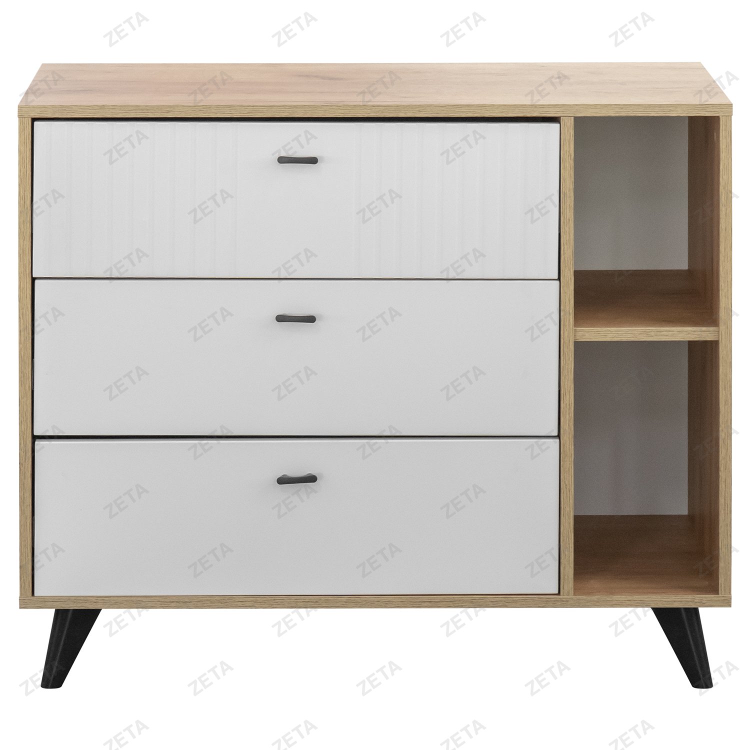 Комод МС "Милан" 3 ящика №00-00108389 (дуб золотой/белый матовый) (РФ)