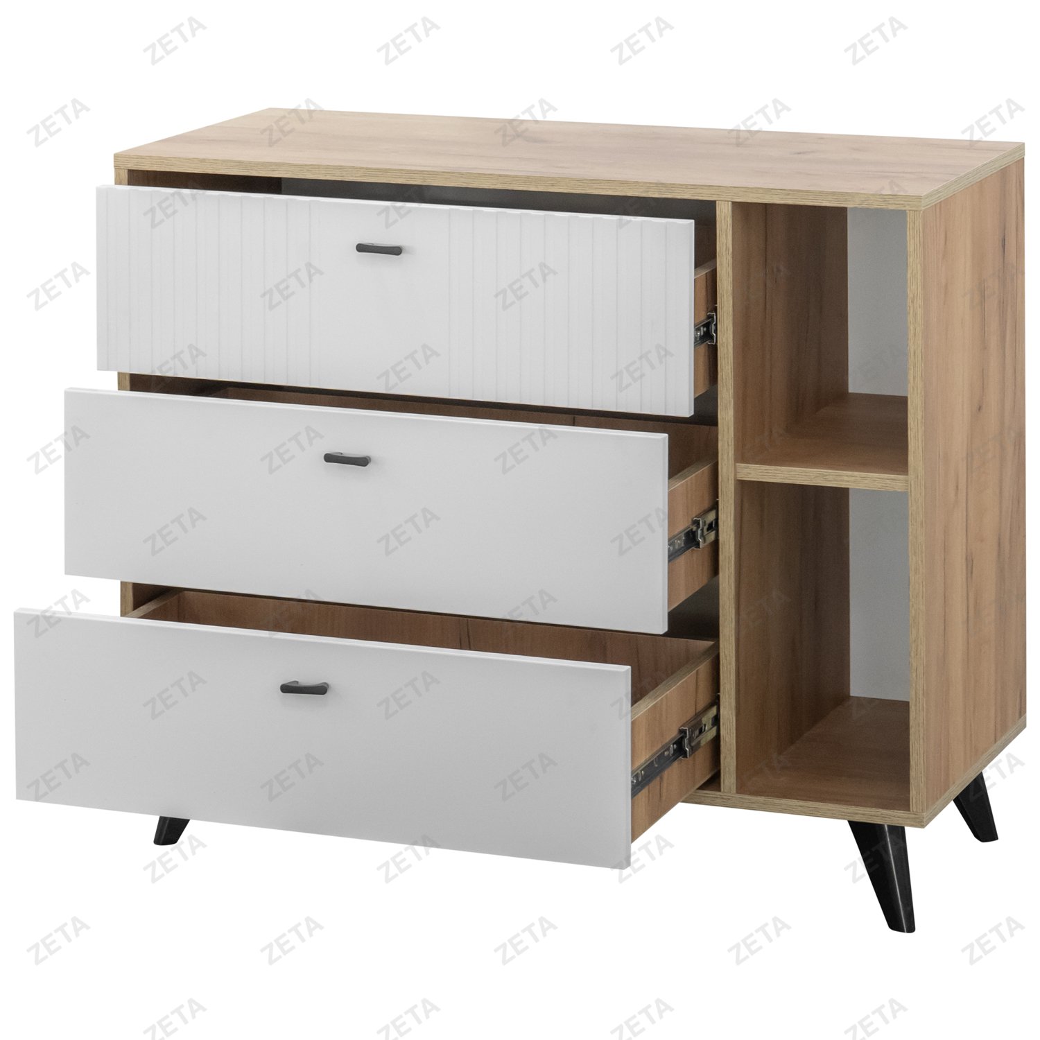 Комод МС "Милан" 3 ящика №00-00108389 (дуб золотой/белый матовый) (РФ)