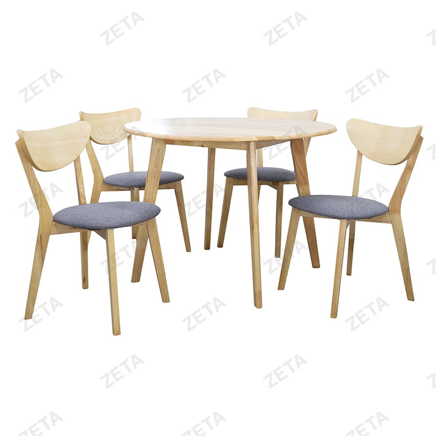 Комплект мебели: стол + 4 стула №RH7226T+RH371C (натура / серый) (Малайзия)