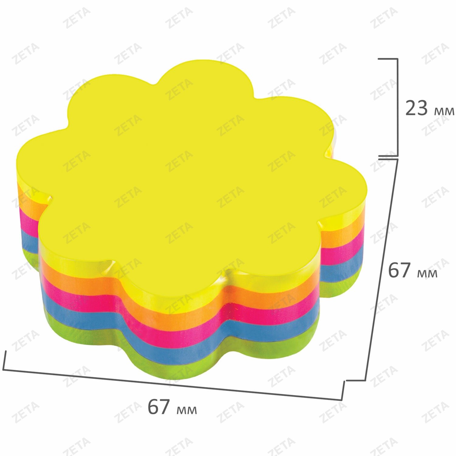 Блок самоклеящийся (стикеры), фигурный, BRAUBERG, НЕОНОВЫЙ "Цветок", 250 листов, 5 цветов, 126691 - изображение 2