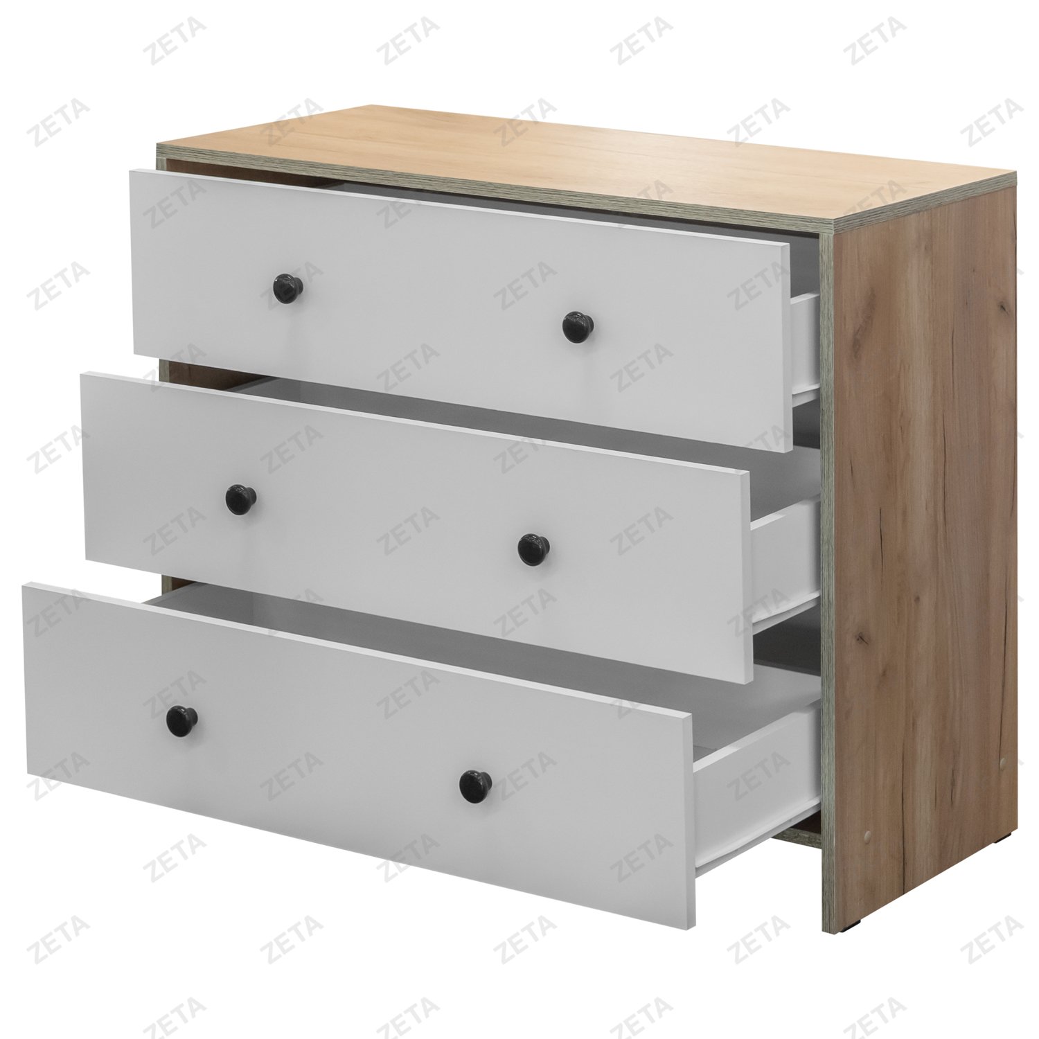 Комод МС "Дольче" 3 ящика №00-00113581 (дуб золотой/белый матовый) (РФ)