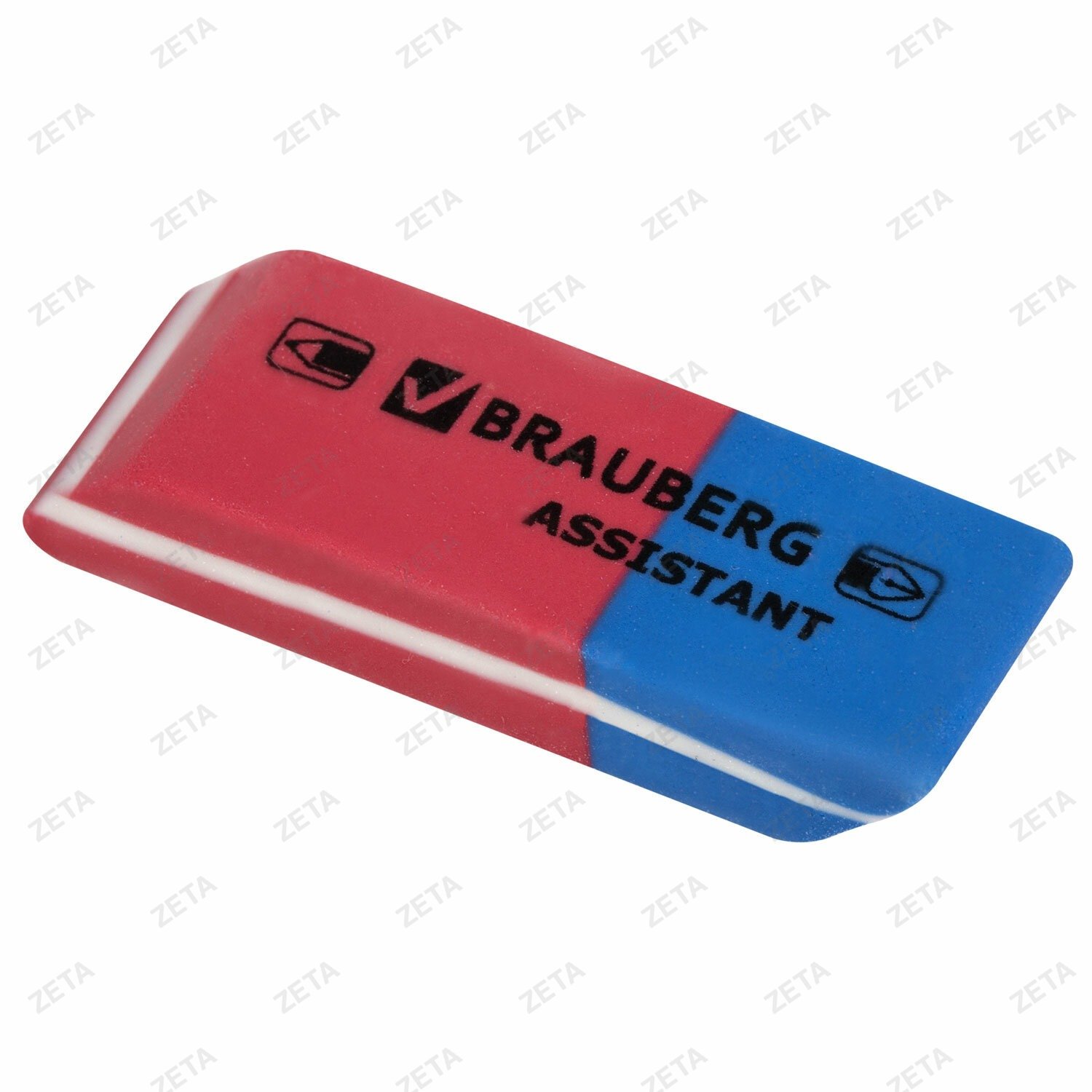 Ластик BRAUBERG "Assistant 80", 41х14х8 мм, красно-синий, прямоугольный, скошенные края, 221034