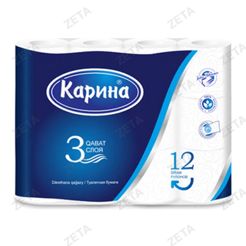 Туалетная бумага Карина 3-х слойная, 12 шт. (белые)