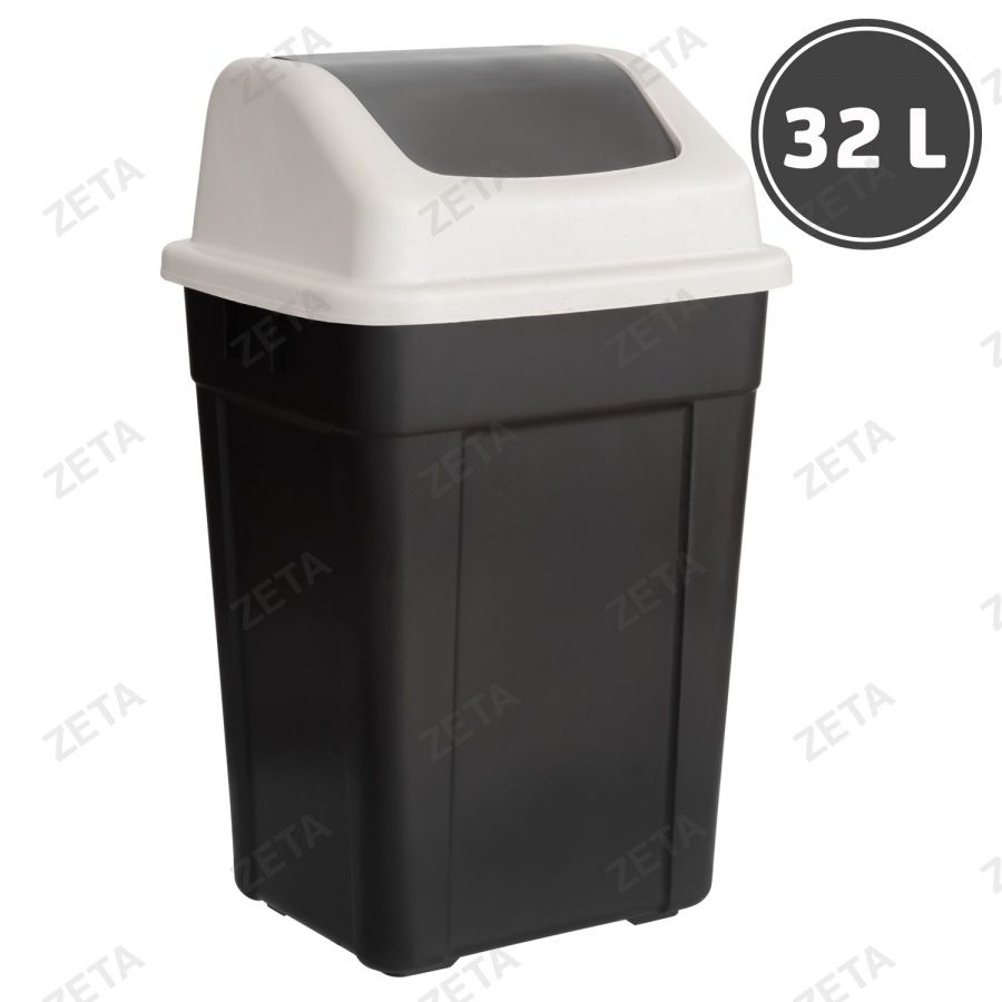 Ведро для мусора с клапаном, чёрное (32 л.) - изображение 1