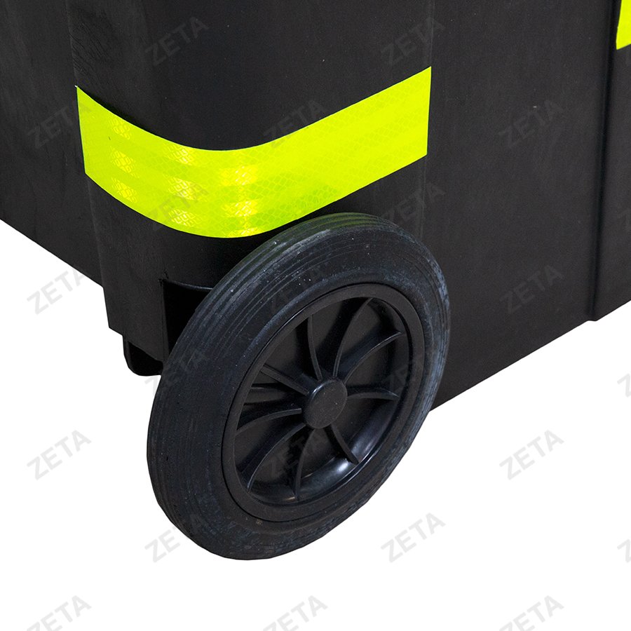 Мусорный бак с крышкой на колёсах, чёрный, со светоотражающей лентой (120 л.) - изображение 6