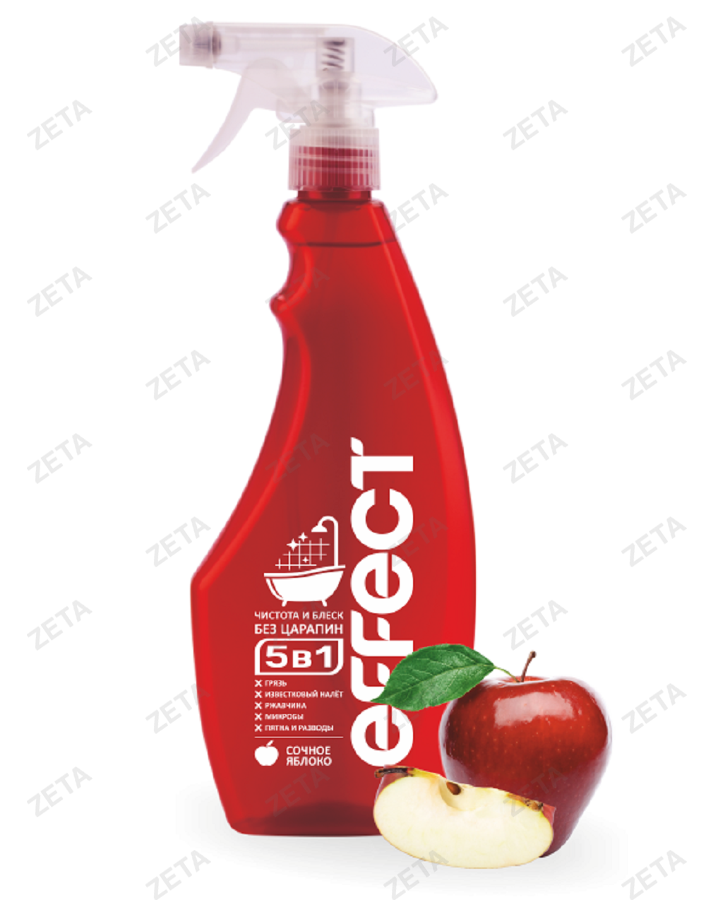 Спрей для очистки акриловых ванн, душевых кабин, джакузи 5в1 "Effect" 500 мл.