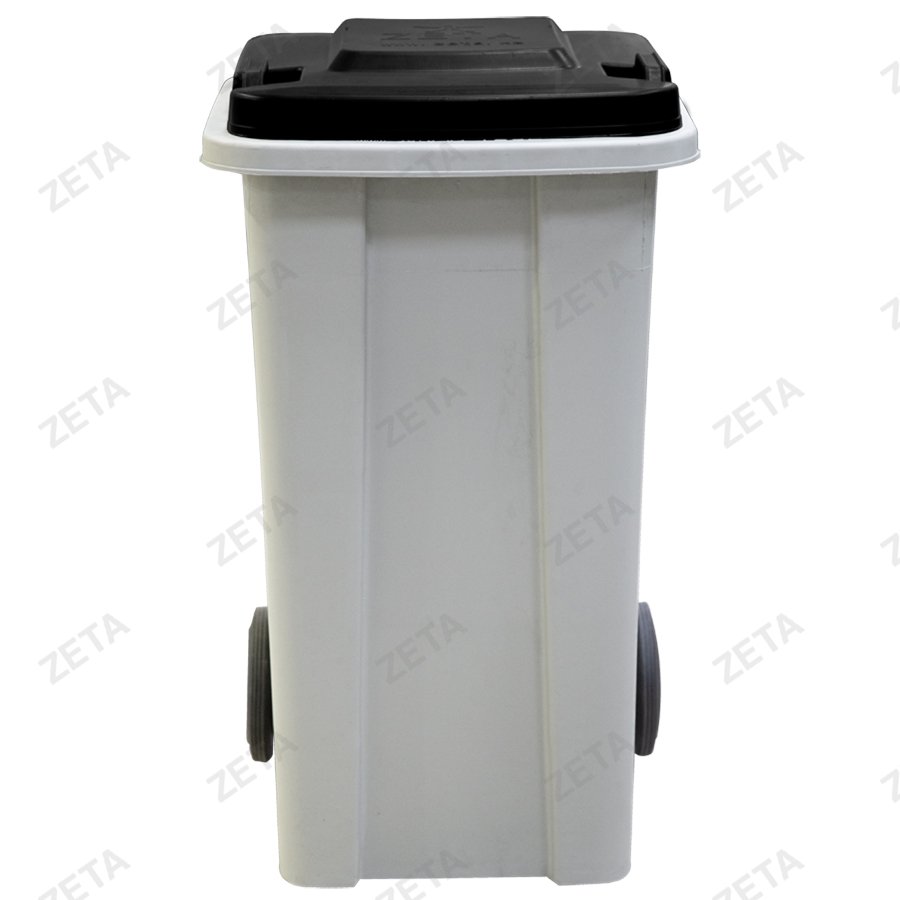 Мусорный бак с крышкой на колёсах, серый с чёрной крышкой (140 л.)